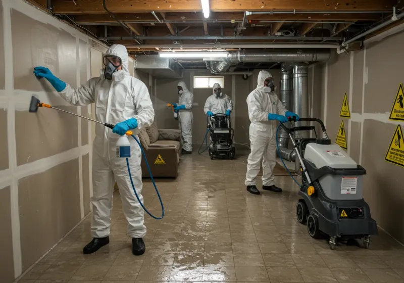 Basement Moisture Removal and Structural Drying process in Westport, IN